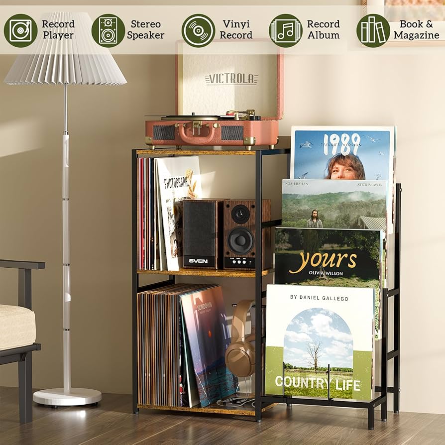 Amazon.com: Record Player Stand, Turntable Stand Storage Up